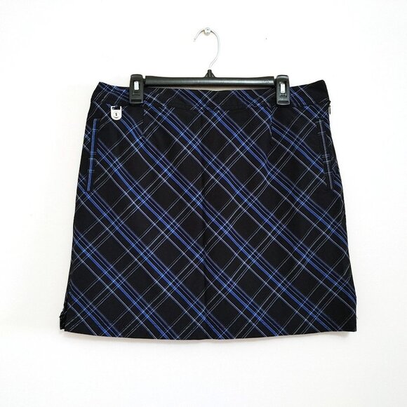 Golf  America Women's Golf Skort Skirt Size 12 Black Blue Cotton Blend - Picture 1 of 3